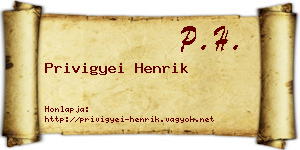 Privigyei Henrik névjegykártya
